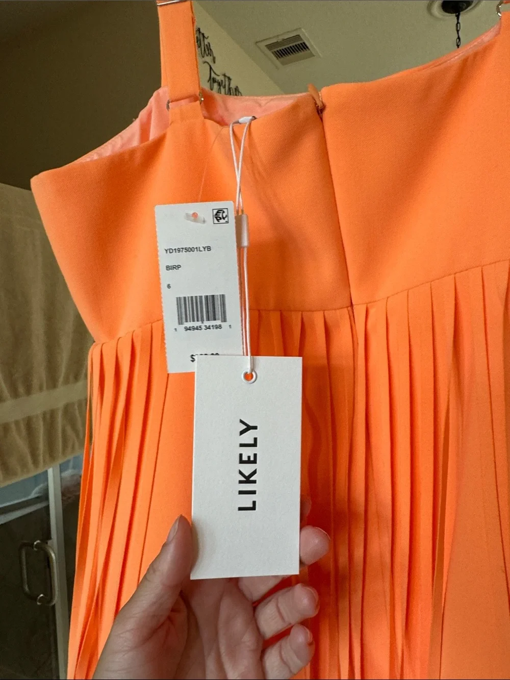 Likely Orange fringe Spaghetti Strap Mini Dress